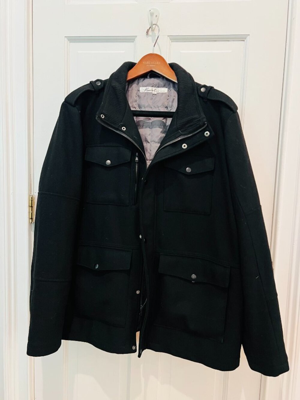Kenneth Cole New York Black Men’s Coat with zipper and snap buttons Size XXL - Picture 3 of 16